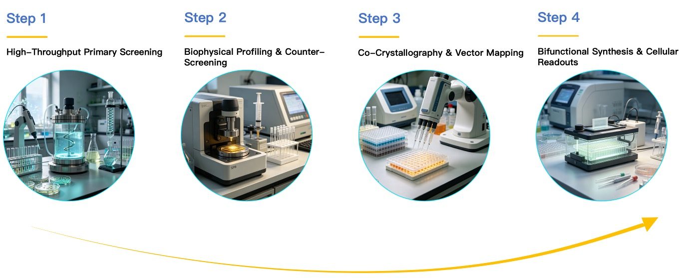 Workflow of Novel E3 Ligase Ligand Screening. (Creative Biolabs Original)