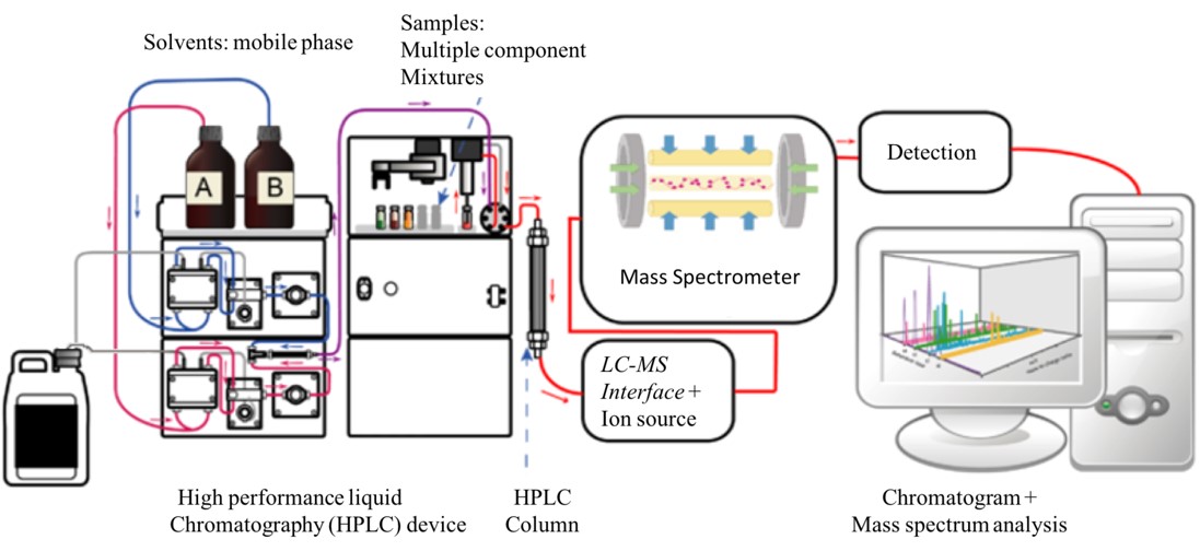 Simple functional diagram of an LC-MS system with increased clarity.