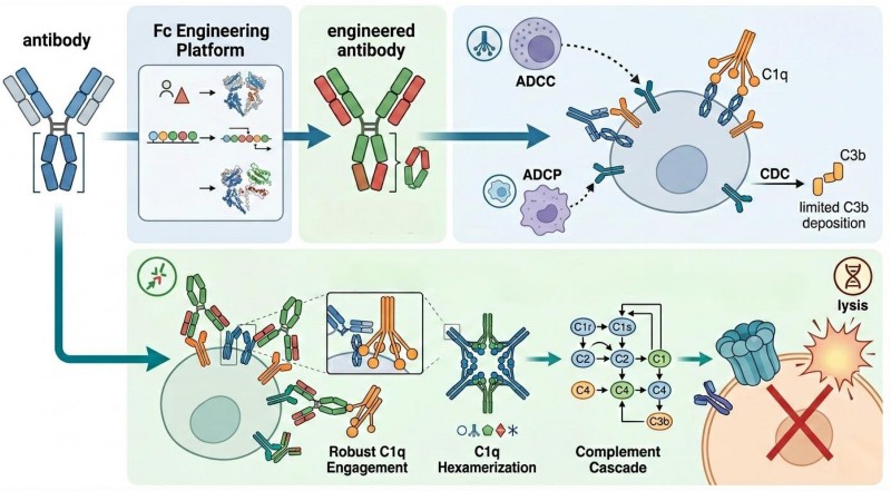 Fig.1 Complement potentiation via Fc design. (Creative Biolabs Original)