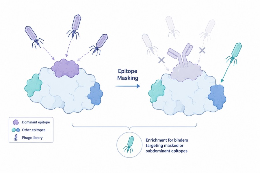 Fig.1 Epitope Masking in Phage Display. (Creative Biolabs AI)