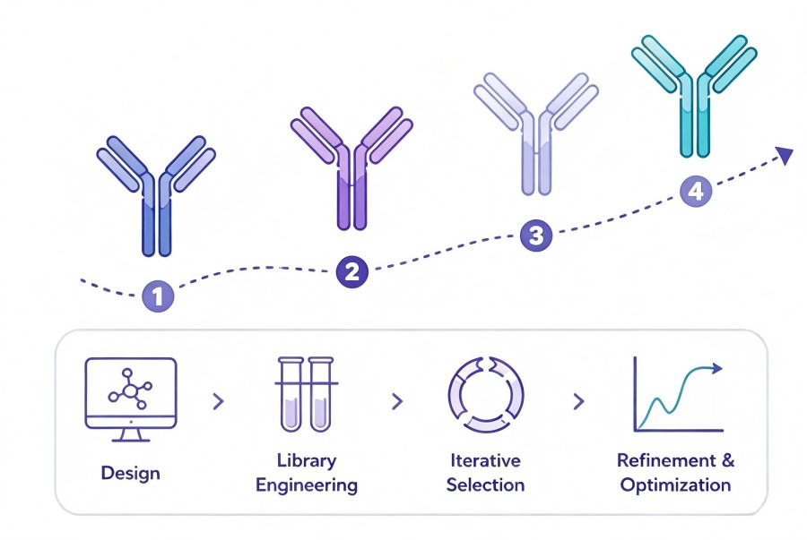 Fig.1 Guided Sequential Selection for Antibody Humanization. (Creative Biolabs AI)