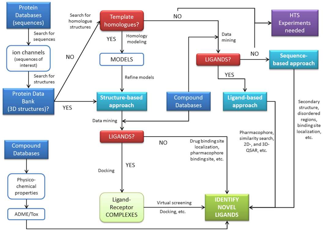 Fig.1 A schematic view of general procedures for in silico pharmacology. (Fernández-Ballester, et al., 2011)