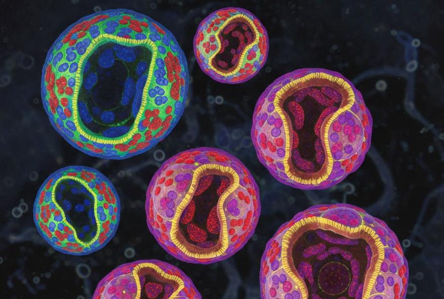 3D scientific illustration of multicellular organoid structures. (Creative Biolabs AI)