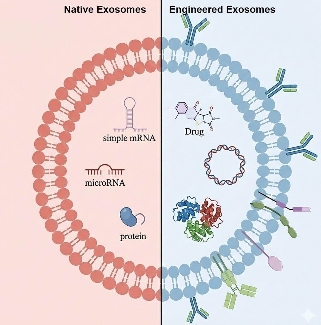 Natural exosomes vs. engineered exosomes. (Creative Biolabs AI)