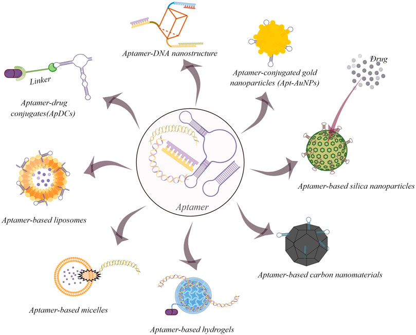 Schematic of examples of aptamer-based drug delivery systems for cancer therapy. (OA Literature)