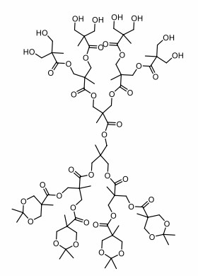 Chemical structure of polyester dendrimers, showcasing their ester-bonded backbone and hydroxyl-rich surface—enabling biodegradability and low toxicity for drug delivery applications. (OA Literature)