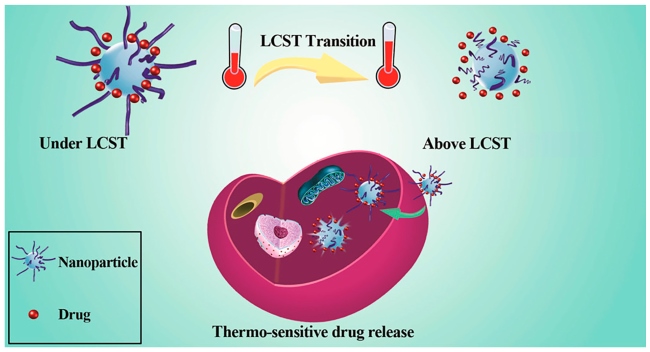 Fig.1 Schematic of drug release under/above LCST in a temperature-responsive manner. (OA Literature)
