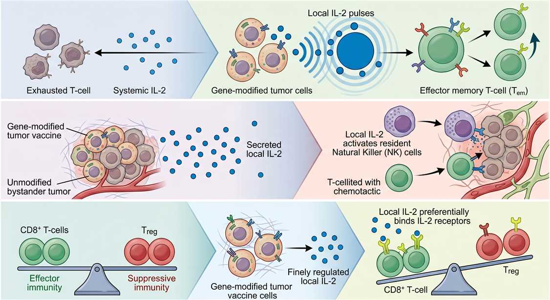 Comparison between local IL‑2 secretion and systemic IL‑2 administration.