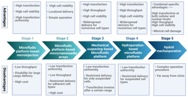 Technologic development of microfluidic mechanoporation for cellular delivery.
