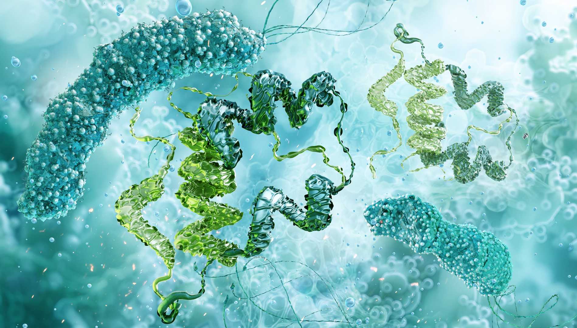 A laboratory setting with various vials and scientific equipment, representing a protein expression platform.